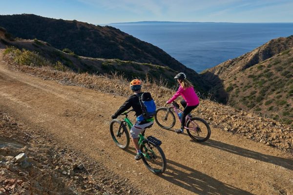 two people biking on Catalina Island