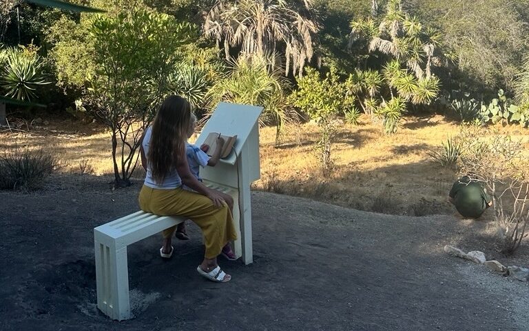 Journaling bench at Little Fox Hollow at Wrigley Memorial & Botanic Garden